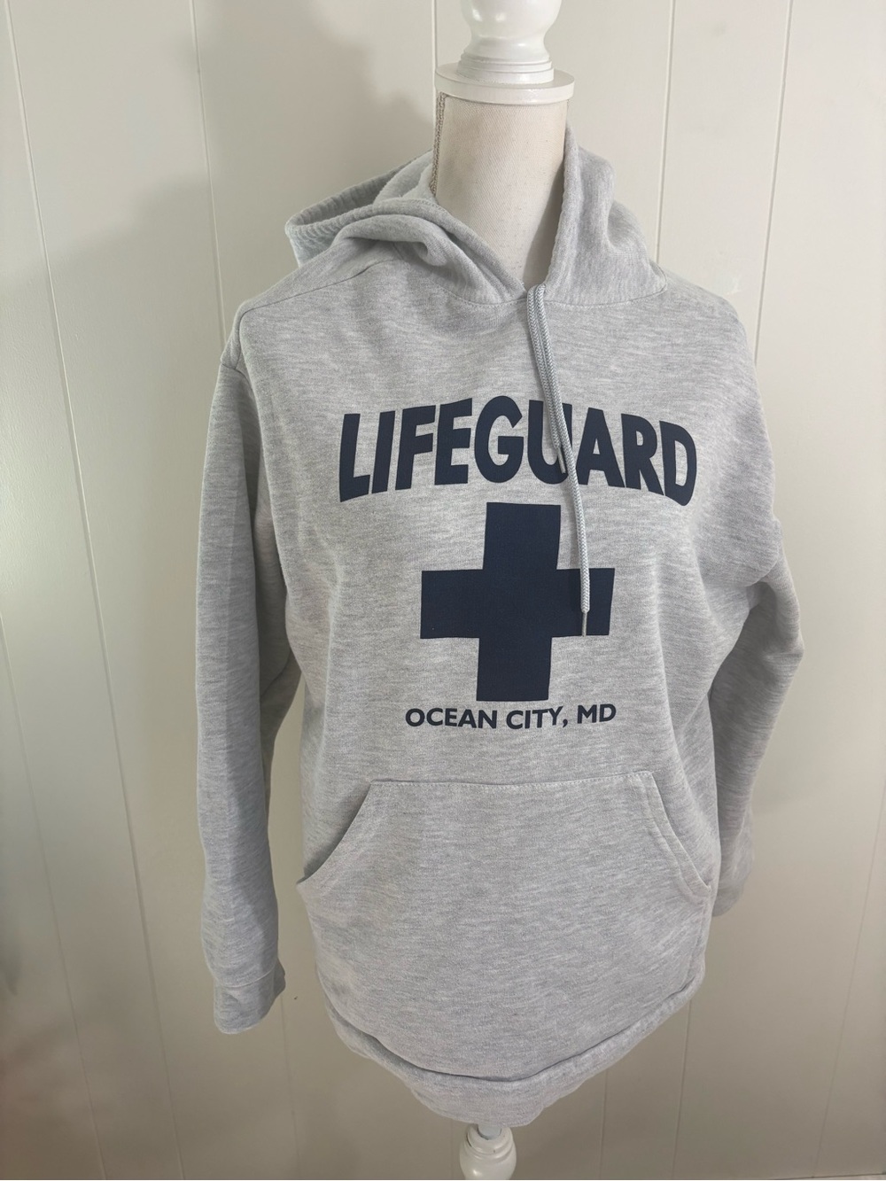 Vintage Lifeguard Ocean City, MD Gray Hooded Sweatshirt